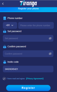 tiranga game signup